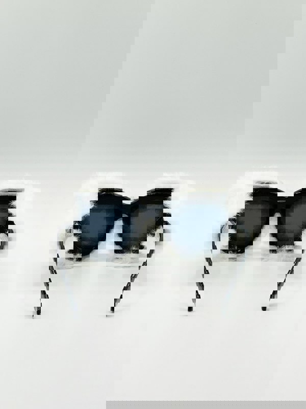 SVNX Faux Fur Cateye Sunglasses with Multicoloured Gems