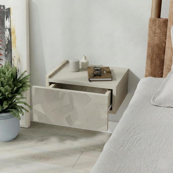 Decortie Floating Bedside Table w/ Drawer Handleless Modern Nightstand Wall-Mounted Storage Cabinet Space-Saver Bedroom