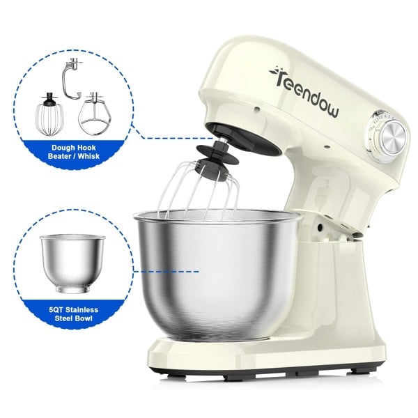 Teendow Food processor with kneading function - 1500W, 5L stainless steel bowl, 12 speed settings