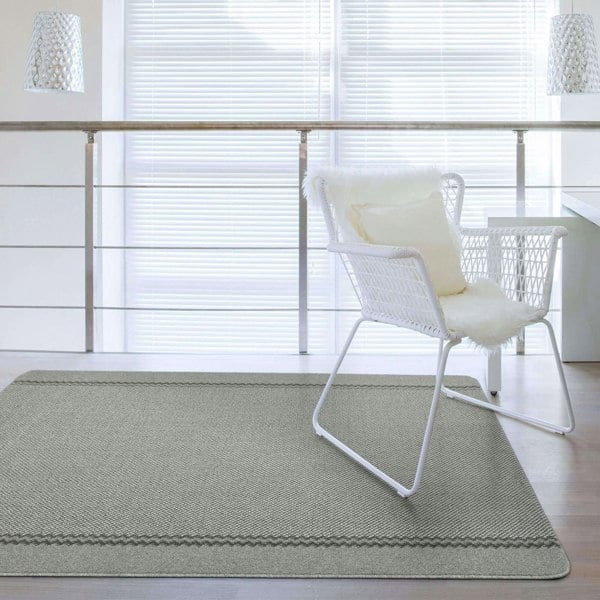 Machine Washable Design Mats | Grey Bordered Line | The Rugs