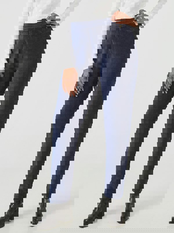 PennyPlain Ribbed Velour Trousers - Navy Short