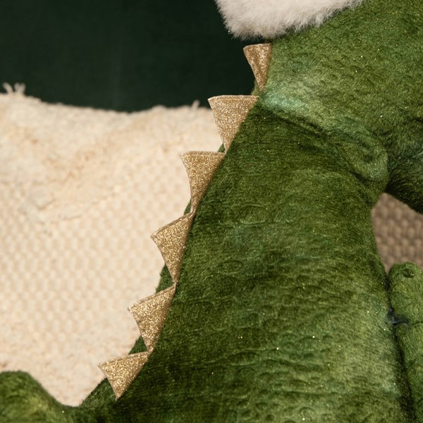 Samuel Alexander 48cm Green Sitting Christmas Dinosaur with Santa Hat