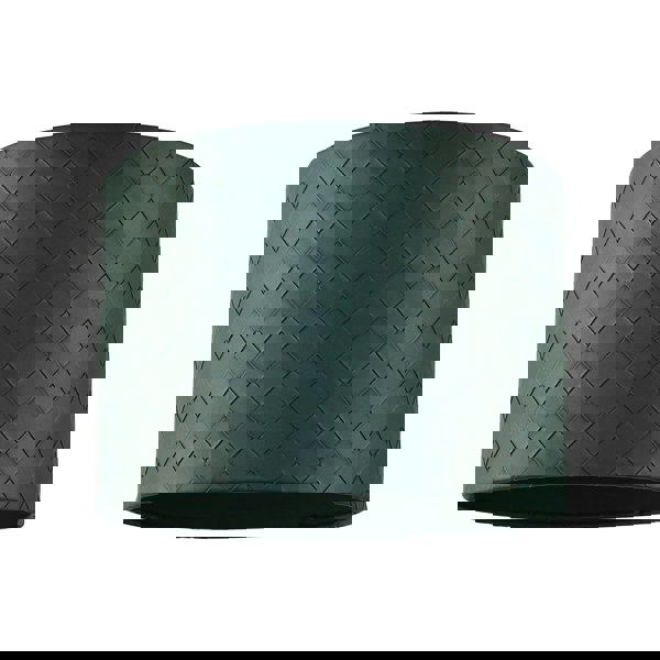 Forest Green Faux Leather Laced Drum Lamp Shade with Cotton Lining Image 1