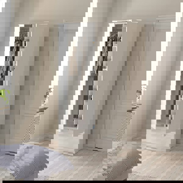 Furniture To Go Naia Wardrobe with 2 doors + 1 drawer in White High Gloss