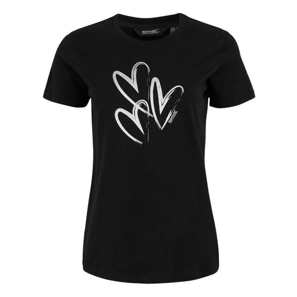 Regatta Womens/Ladies Filandra IX Foil Heart T-Shirt - Black