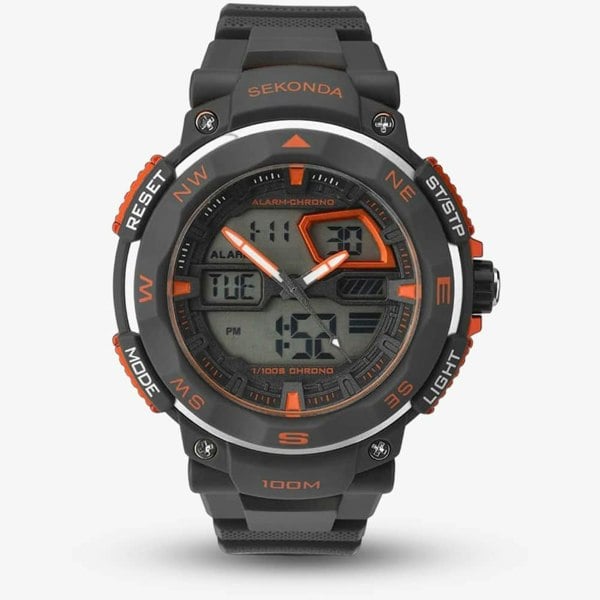 Sekonda Dual Display Black Rubber Strap Watch 1163