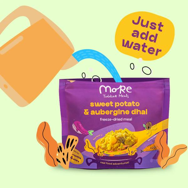 more toddler meals sweet potato and aubergine dhal just add water