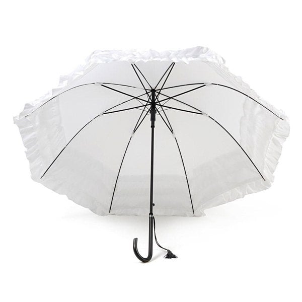 Classic Pagoda with Triple Frill White Wedding Umbrella Under Canopy