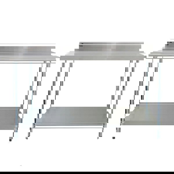 Kukoo 6ft Stainless Steel Catering Bench, Stainless Steel Sink - Left Hand Drainer & 2 x Wall Mounted Shelves