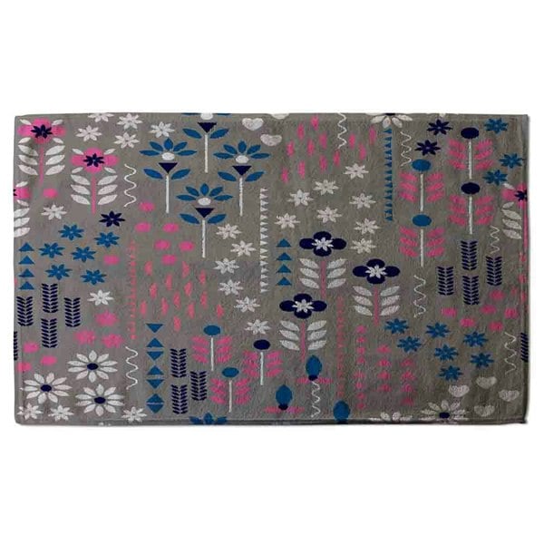 Benjamin Tate Design Selection of Flowers in Pink, Blue & White (Bath Towel)