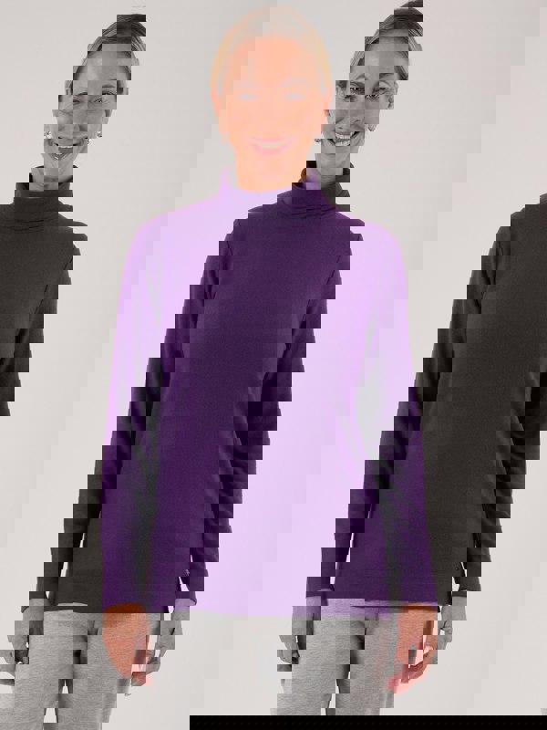 PennyPlain Roll Neck Long Sleeve Top - Mulberry