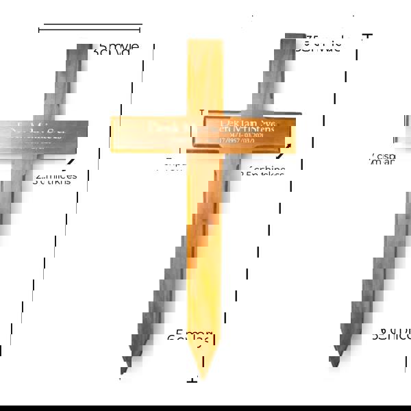 Memorials Direct Personalised Mahogany Memorial Cross, Butterfly – Durable Wooden Grave Marker for Outdoor Use