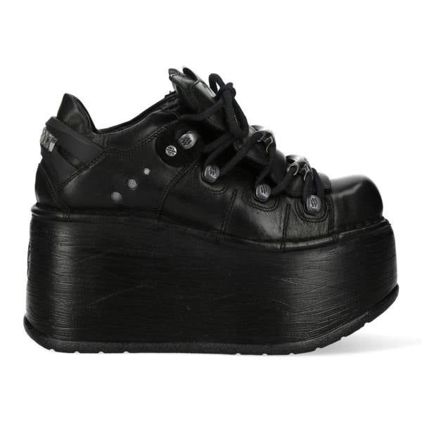 New Rock M-120N-C96 Black Leather Gothic Chunky Platform Ankle Boots