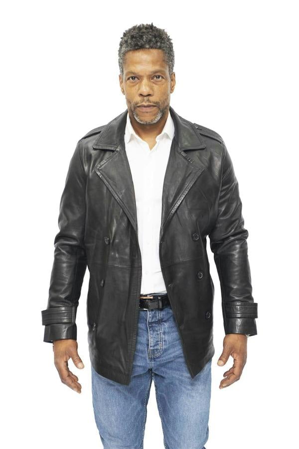 Infinity Leather Mens Leather Peacoat-Amara