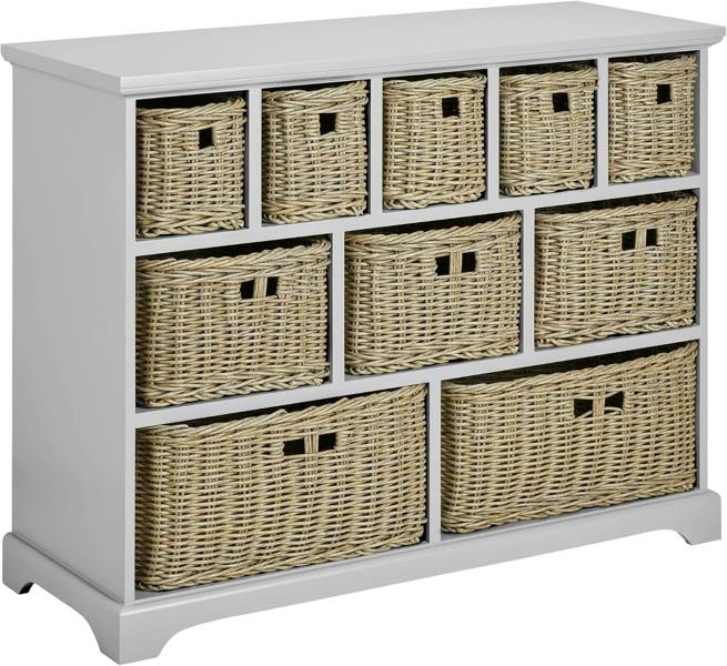 Statement Furniture Tetbury 10 Drawer Storage Unit with Strong Wicker Baskets