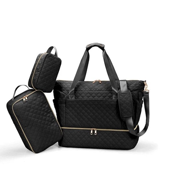 Anymom Mommy Baby Changing Bag Black Handbag 3 pcs Set with Pockets