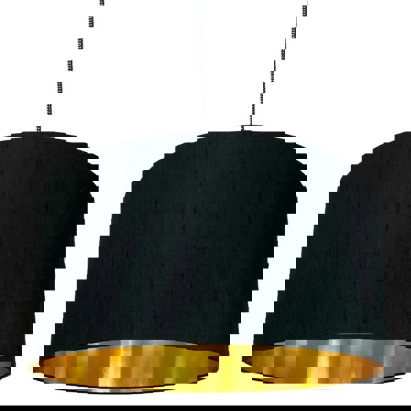Carbon Black Silk Lampshade With Gold Lining