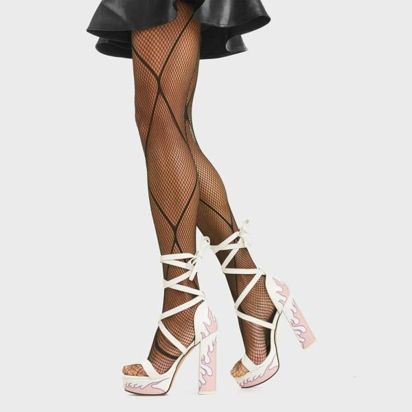 Lamoda Blow Ya Mind Platform Sandals White PU Chunky Gothic High Heels
