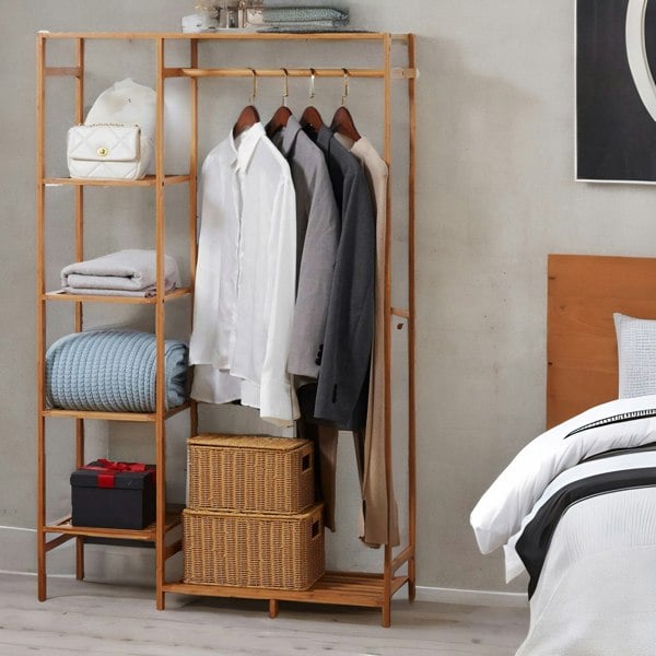 Rafaelo Mobilia Bamboo 6 Tier Open Wardrobe