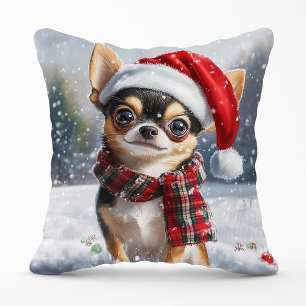 Warren Reed Snowy Christmas Chihuahua Cushion