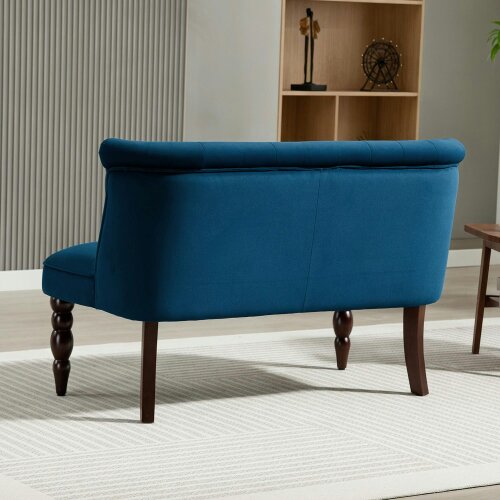 Wyld Haus Layono Dark Blue Velvet Diamond Button Tufted Wingback 2 Seater Sofa