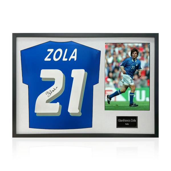 Gianfranco Zola Signed Italy Shirt Classic Frame