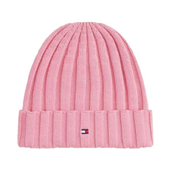 Tommy Hilfiger Childrens/Kids Logo Rib Knit Turn Up Beanie - Pink - 