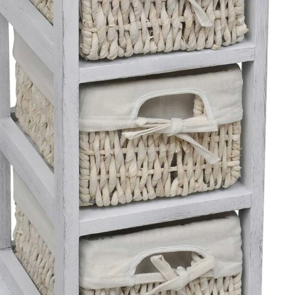 Berkfield Wooden Storage Rack 3 Weaving Baskets White