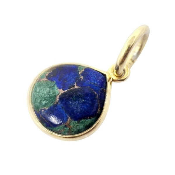 18ct Gold Vermeil Round Azurite & Malachite Bezel Pendant 