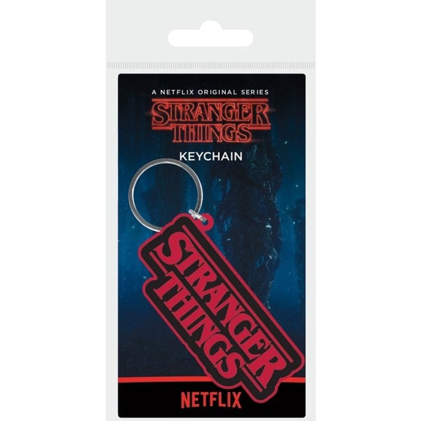 Stranger Things Logo Rubber Keyring - Black/Red