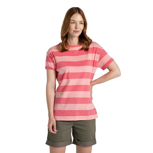 Craghoppers Womens/Ladies Yago Contrast Striped T-Shirt - Coral Reef - 