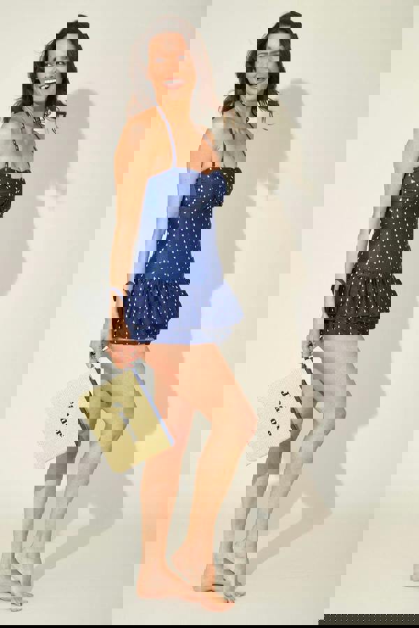 Embroidered Straw Clutch Bag