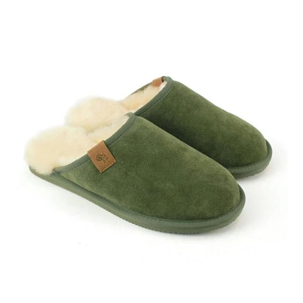 Eastern Counties Leather Mens Ellis Sheepskin Slippers - Olive