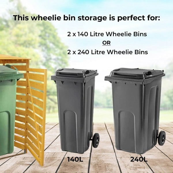 Monstershop Double Wheelie Bin Storage - Fir Wood