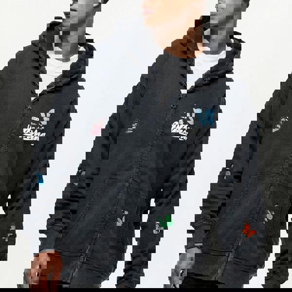 Good For Nothing Black Printed Zip Through Hoodie - Black Image 3