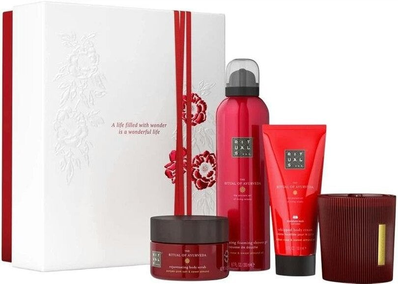 Rituals Ayurveda Foaming Shower Gel + Body Cream + Body Scrub + Candle