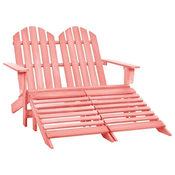 Berkfield 2-Seater Garden Adirondack Chair&Ottoman Fir Wood Pink