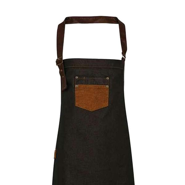 Premier Division Bibbed Apron - Black/Tan Denim