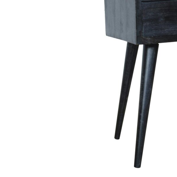 Wyld Haus Kood Mini Black Washed Mango Wood Bedside Table with Drawer and Open Shelf