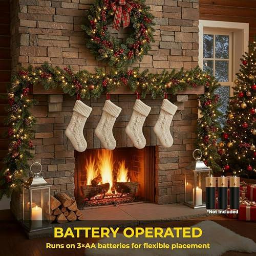 2m Green Pre-Lit Christmas Garland with PVC Foliage, Red Berries, Pine Cones and Warm LED Lights image 5