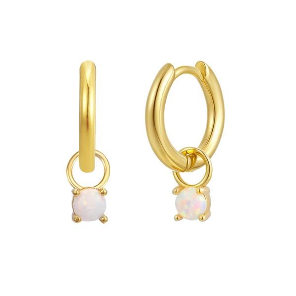 Gold Trip October Huggie Hoop Birthstone Charm Earrings