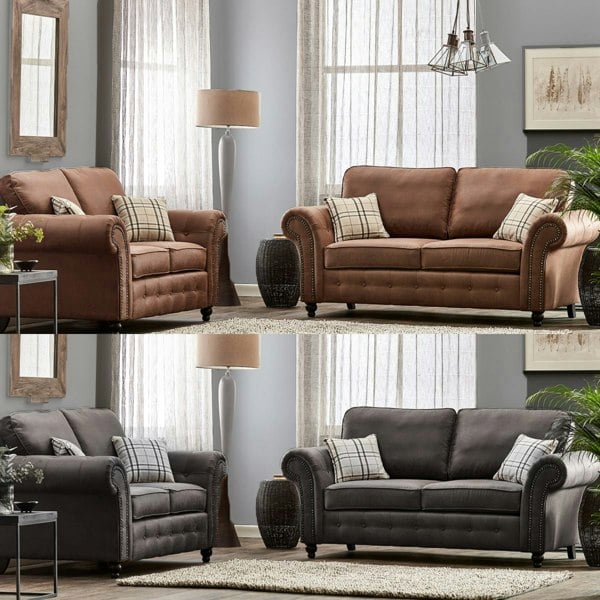 Oakland Chesterfield Leather Sofa Suite 3 + 2