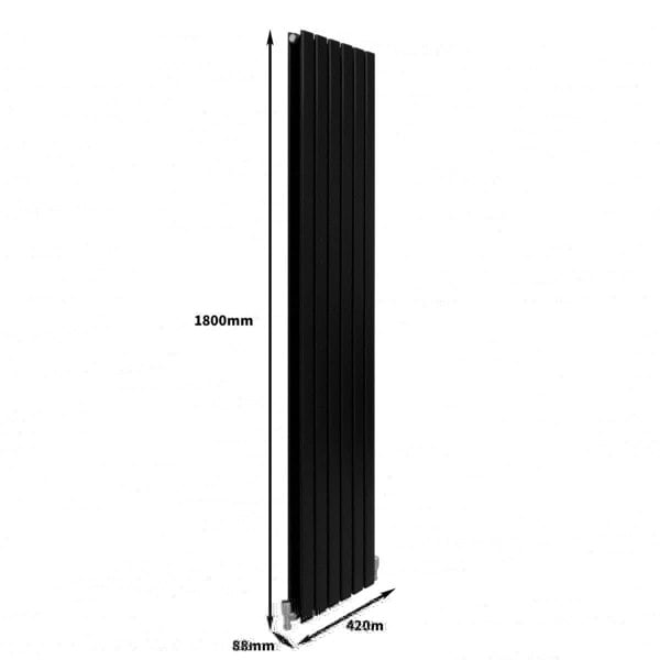 Designer Flat Panel Radiator - Matt Black (1800mm x 420mm)