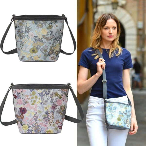 Earth Squared Floral Jacquard Bucket Crossbody Bag