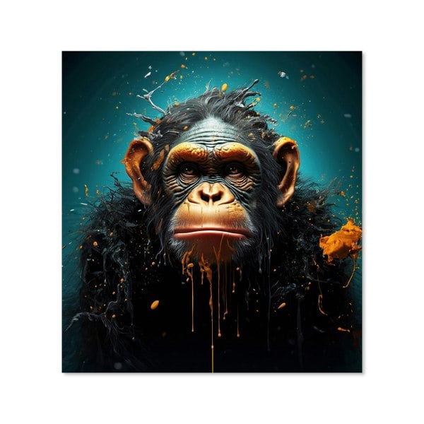 Warren Reed - Designer Monkey Face Splashart Blue Kitchen Splashback