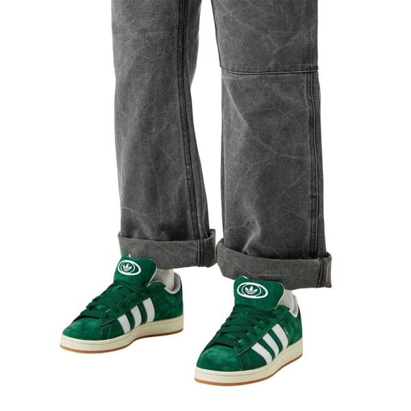 Adidas Unisex Adult Campus 00s Leather Flat Trainers - Dark Green/White - 