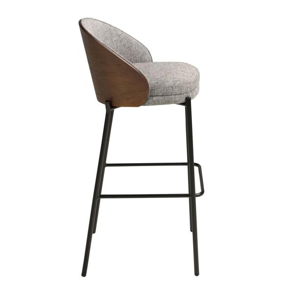 Angel Cerdá Grey and Walnut Fabric Stool 4127