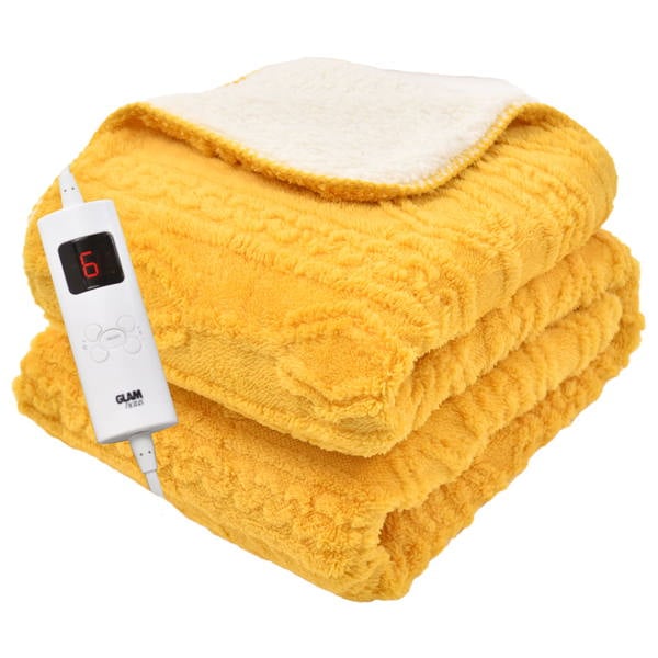 GlamHaus Heated Electric Throw Blanket - Luxurious & Soft Design - 9 Temperature Settings & 9-Hour Timer