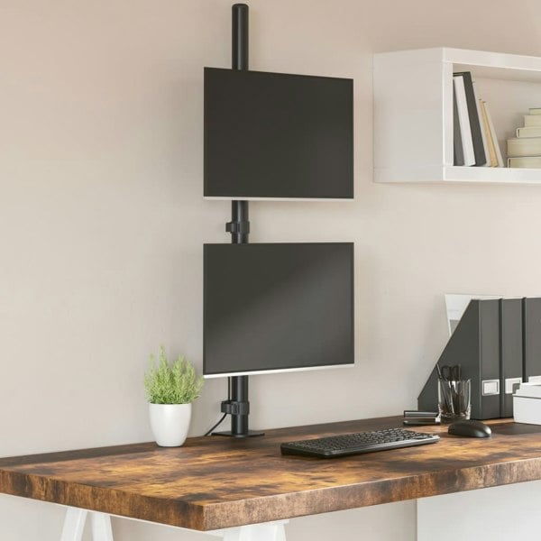 Berkfield Dual Monitor Stand Black Steel VESA 75/100 mm