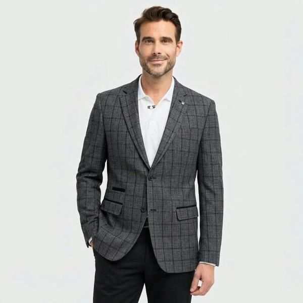 TruClothing IM11 - Men's Check Slim Fit Two-Button Blazer